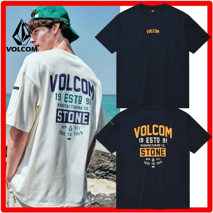 Volcom Unisex Street Style Short Sleeves Logo T-Shirts For Men Cream X S 3 Volcom Unisex Street Style Short Sleeves Logo T-Shirts For Men Cream X S