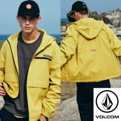 Volcom Unisex Street Style Logo Jackets For Men Yellow X L