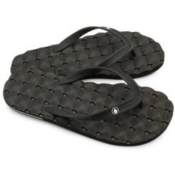 Volcom Street Style Plain Flipflop Logo Sandals For Men Black X Us10 -Volcom Sales Shop org 5291