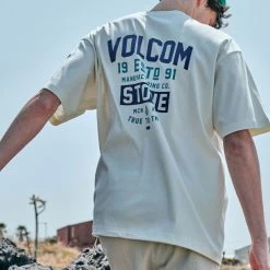 Volcom Unisex Street Style Logo T-Shirts For Women Cream X M -Volcom Sales Shop org 546