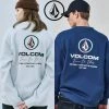 Volcom Unisex Street Style U-Neck Long Sleeves Cotton For Men Gray X Xl
