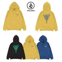 Volcom Unisex Street Style Long Sleeves Cotton Logo Hoodies For Men Mustard X M