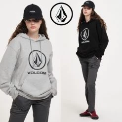 Volcom Unisex Street Style Long Sleeves Cotton Logos On The Sleeves For Men Gray X M