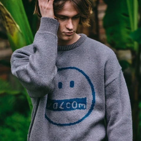 Volcom Unisex U-Neck Long Sleeves Logo Sweaters For Men Gray X Xl 4 Volcom Unisex U-Neck Long Sleeves Logo Sweaters For Men Gray X Xl - Image 2