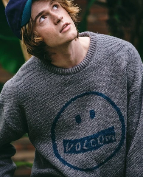 Volcom Unisex U-Neck Long Sleeves Logo Sweaters For Men Gray X Xl 5 Volcom Unisex U-Neck Long Sleeves Logo Sweaters For Men Gray X Xl - Image 3