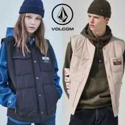 Volcom Unisex Cotton Logo Vests & Gillets For Men Black X M