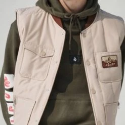 Volcom Unisex Cotton Logo Vests & Gillets For Men Black X M -Volcom Sales Shop org 6032