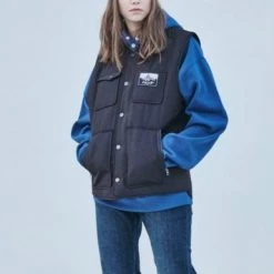 Volcom Unisex Cotton Logo Vests & Gillets For Men Black X M -Volcom Sales Shop org 6035