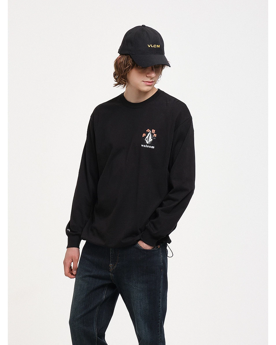 Volcom Flower Patterns Unisex U-Neck Long Sleeves Cotton Logo For Women Blue Green X L 4 Volcom Flower Patterns Unisex U-Neck Long Sleeves Cotton Logo For Women Blue Green X L - Image 2