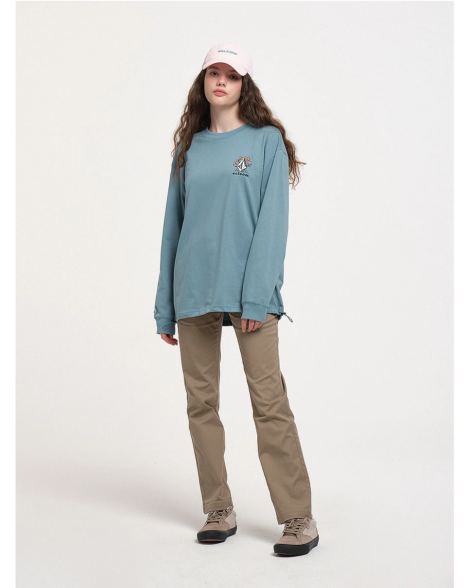 Volcom Flower Patterns Unisex U-Neck Long Sleeves Cotton Logo For Women Blue Green X L 8 Volcom Flower Patterns Unisex U-Neck Long Sleeves Cotton Logo For Women Blue Green X L - Image 6