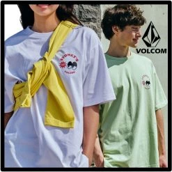 Volcom Unisex Street Style Logo T-Shirts For Women Lime X M