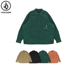 Volcom Unisex Street Style Long Sleeves Cotton Logo Shirts For Men Beige X Xl