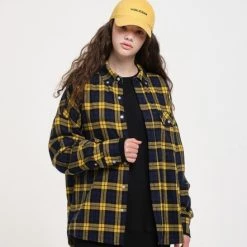 Volcom Unisex Street Style Long Sleeves Cotton Logo Shirts For Men Navy X M -Volcom Sales Shop org 6503