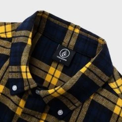 Volcom Unisex Street Style Long Sleeves Cotton Logo Shirts For Men Navy X M -Volcom Sales Shop org 6509