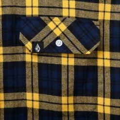 Volcom Unisex Street Style Long Sleeves Cotton Logo Shirts For Men Navy X M -Volcom Sales Shop org 6510