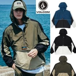 Volcom Unisex Street Style Logo Anorak Jackets Jackets For Men Black X S