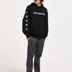 Volcom Blended Fabrics Street Style Long Sleeves Logo Hoodies For Men Pink (stock Check Required) X L -Volcom Sales Shop org 674