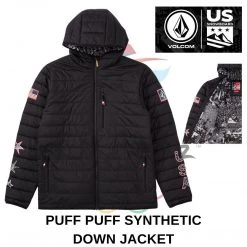 Volcom 2022-23FW Short Logo Down Jackets For Men Black X L (*inventory Check Required)