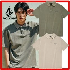 Volcom Casual Style Unisex Street Style Cotton Logo Polos For Women L.khaki X L