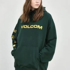 Volcom Blended Fabrics Street Style Long Sleeves Logo Hoodies For Men Pink (stock Check Required) X L -Volcom Sales Shop org 680