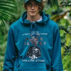 Volcom Unisex Long Sleeves Cotton Logo Hoodies For Men Light Yellow X S -Volcom Sales Shop org 6873