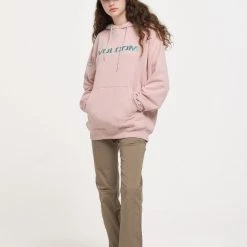Volcom Blended Fabrics Street Style Long Sleeves Logo Hoodies For Men Pink (stock Check Required) X L -Volcom Sales Shop org 688