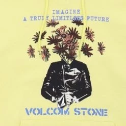 Volcom Unisex Long Sleeves Cotton Logo Hoodies For Men Light Yellow X S -Volcom Sales Shop org 6882