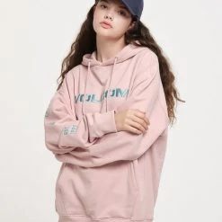 Volcom Blended Fabrics Street Style Long Sleeves Logo Hoodies For Men Pink (stock Check Required) X L -Volcom Sales Shop org 689