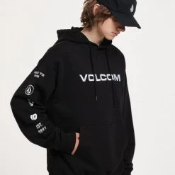 Volcom Blended Fabrics Street Style Long Sleeves Logo Hoodies For Men Pink (stock Check Required) X L -Volcom Sales Shop org 690