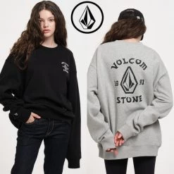 Volcom Unisex Street Style U-Neck Long Sleeves Cotton For Men Black X L