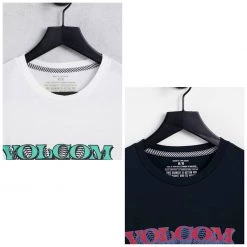 Volcom Crew Neck Street Style Plain Cotton Short Sleeves Logo For Men White X Chest 34-36 Inch -Volcom Sales Shop org 7088