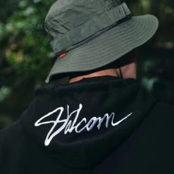 Volcom Unisex Street Style Long Sleeves Cotton Logo Hoodies For Men Olive X S -Volcom Sales Shop org 715