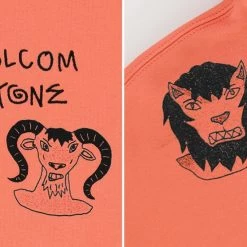 Volcom Unisex Street Style Long Sleeves Cotton Oversized Logo For Men Orange X S -Volcom Sales Shop org 7180