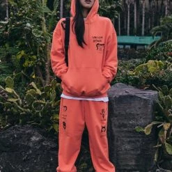 Volcom Unisex Street Style Long Sleeves Cotton Oversized Logo For Men Orange X S -Volcom Sales Shop org 7182