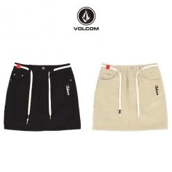 Volcom Street Style Cotton Logo Skirts For Women Beige X Xs