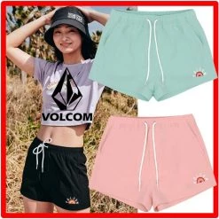 Volcom Casual Style Street Style Logo Shorts For Women L.blue X Xs
