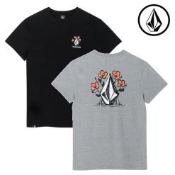 Volcom U-Neck Cotton Short Sleeves Logo T-Shirts For Women Gray X Xs