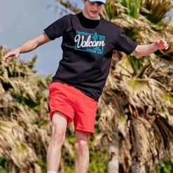 Volcom Logo Unisex Short Sleeves Street Style T-Shirts For Men Black X S -Volcom Sales Shop org 7824