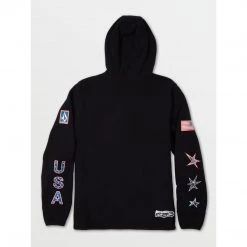 Volcom 2022-23FW Street Style Long Sleeves Logos On The Sleeves Logo Hoodies For Men Black X S (*inventory Check Required) -Volcom Sales Shop org 7936