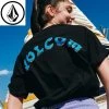 Volcom Unisex Street Style U-Neck Cotton Short Sleeves Logo For Men Blue X M -Volcom Sales Shop org 7940