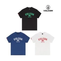 Volcom Unisex Street Style U-Neck Cotton Short Sleeves Logo For Men Black X M