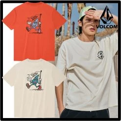 Volcom Unisex Street Style Logo T-Shirts For Women Coral X S