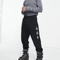 Volcom Tapered Pants Sweat Street Style Bi-color Cotton Logo For Men Black X L -Volcom Sales Shop org 8287