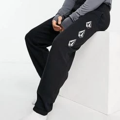 Volcom Tapered Pants Sweat Street Style Bi-color Cotton Logo For Men Black X L -Volcom Sales Shop org 8288