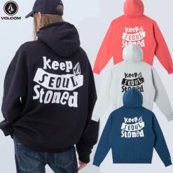 Volcom Unisex Street Style Logo Hoodies For Men Coral X M