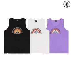 Volcom Sleeveless U-Neck Cotton Logo Tanks & Camisoles For Women White X One Size
