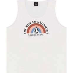 Volcom Sleeveless U-Neck Cotton Logo Tanks & Camisoles For Women White X One Size -Volcom Sales Shop org 8535