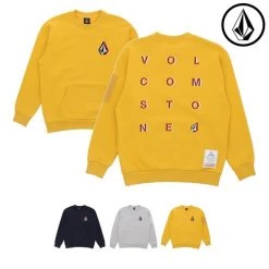 Volcom Unisex U-Neck Long Sleeves Cotton Logo Sweatshirts For Men Gray X M