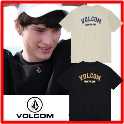 Volcom Unisex Street Style Cotton Short Sleeves Logo T-Shirts For Men Black X S