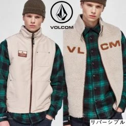 Volcom Unisex Cotton Logo Vests & Gillets For Men Beige X Xl
